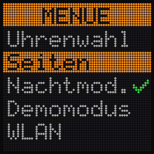 Das Hauptmenü am Drehknopf