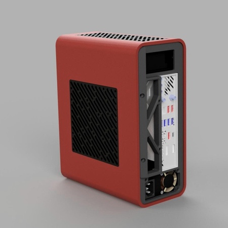 CAD-Render V4 – Rückseite mit Netzteil und I/O