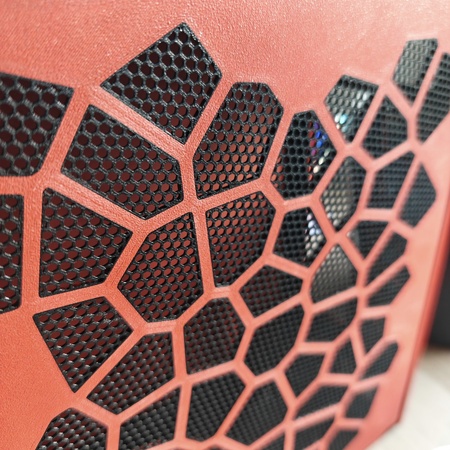 Voronoi-Front in Rot – Detail des gedruckten Gitters