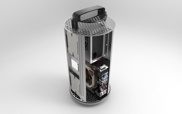 Render: offene Hülle mit sichtbarer Hardware